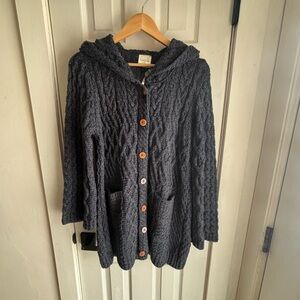 Elegant Dark Gray Hooded Cardigan